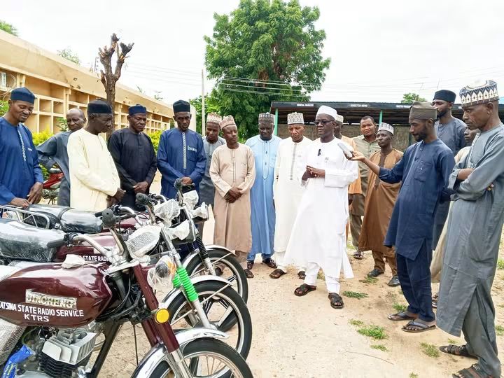 EFFICIENCY, KATSINA STATE RADIO HANDS OVER MOTORCYCLES TO THREE CORRESPONDENTS FOR THEIR EFFECTIVE COVERAGE OF THEIR BIT’S. FB IMG 1786436156740