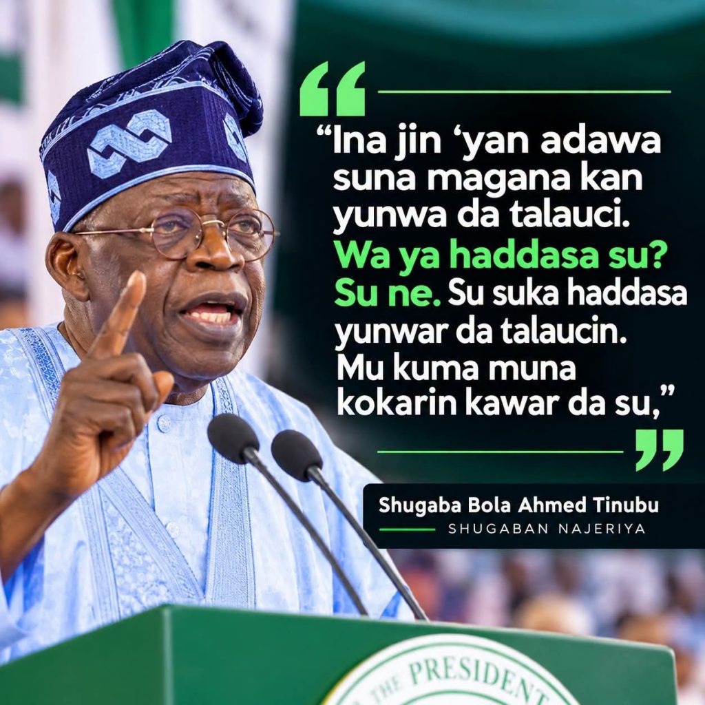 Shugaba Bola Ahmed Tinubu Tinubu Ya kalubalanci ‘Yan Adawa: cewa, “Ku ne Silar Jefa Najeriya cikin Yunwa da Talauci” FB IMG