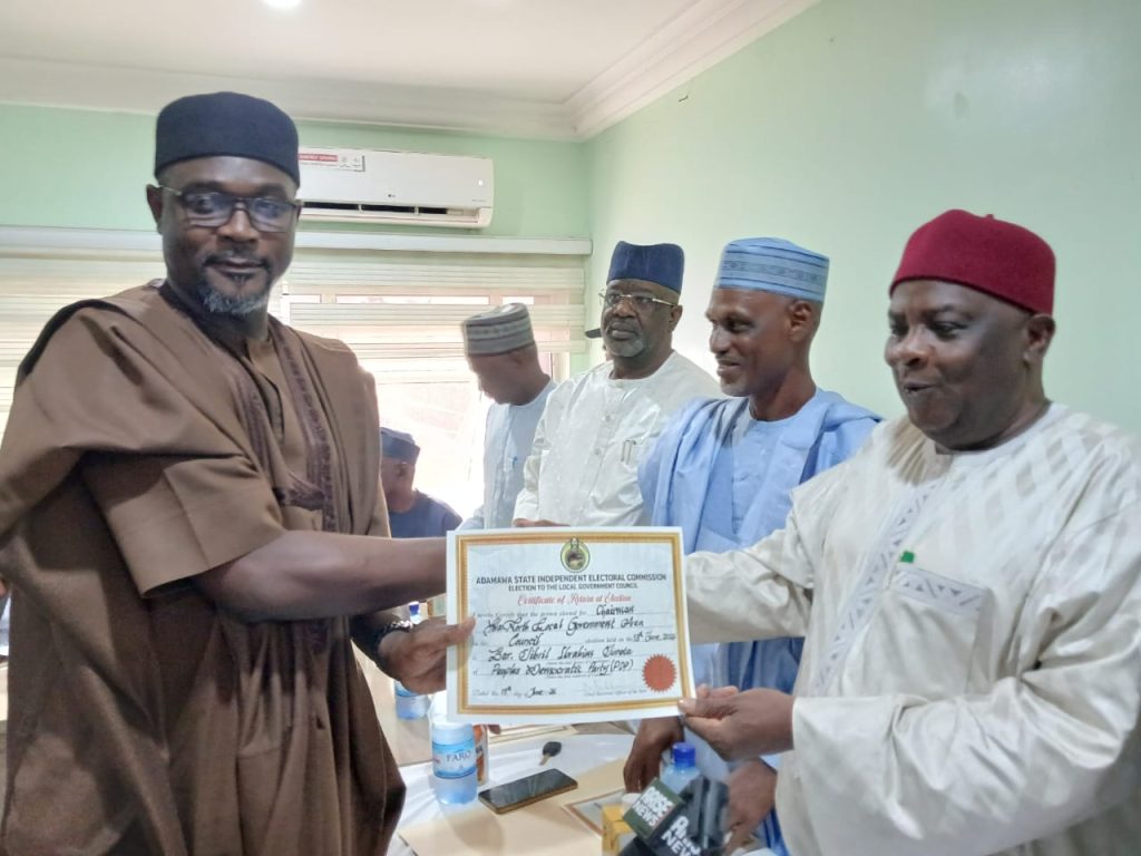 LG POLLS : ADSIEC present certificates of return to elected chairmen IMG 20260617 WA0024