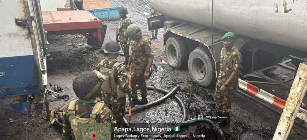 *65 BATTALION TROOPS DISMANTLE SUSPECTED ILLEGAL BUNKERING SITE IN LAGOS, ARREST SIX SUSPECTS* IMG 20260729 WA0043
